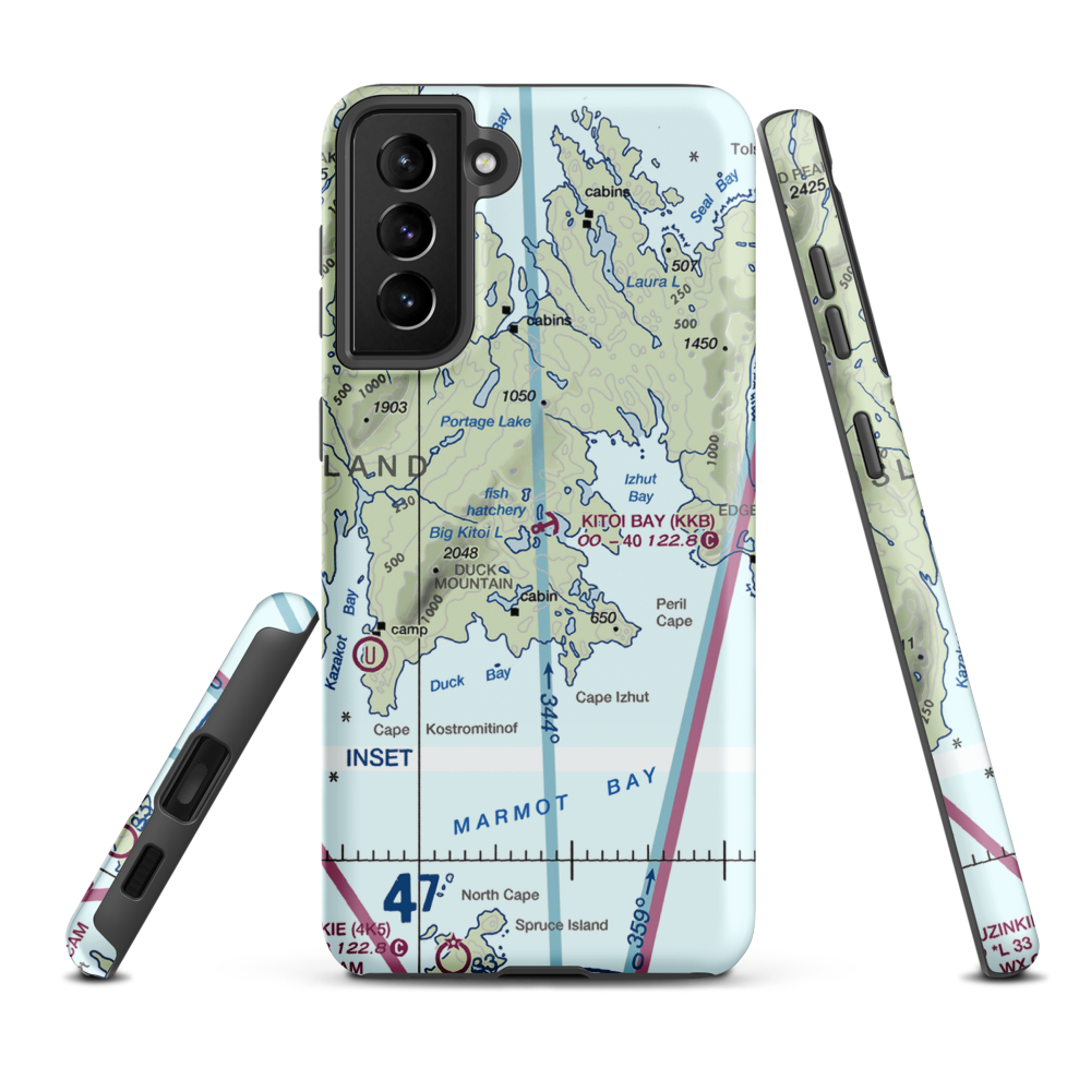 Kitoi Bay Seaplane Base (KKB) VFR Sectional Samsung Phone Case Samsung Galaxy S21 FE model shown