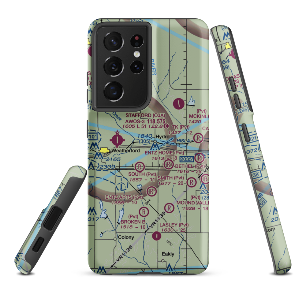 Kits Airport (5OK0) VFR Sectional Samsung Phone Case Samsung Galaxy S21 Ultra model shown
