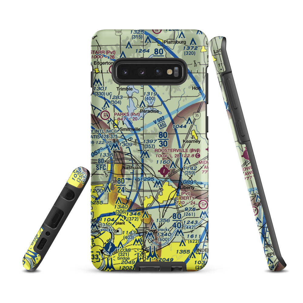 Kitty Hawk Estates Airport (3MO6) VFR Sectional Samsung Phone Case Samsung Galaxy S10 Plus model shown