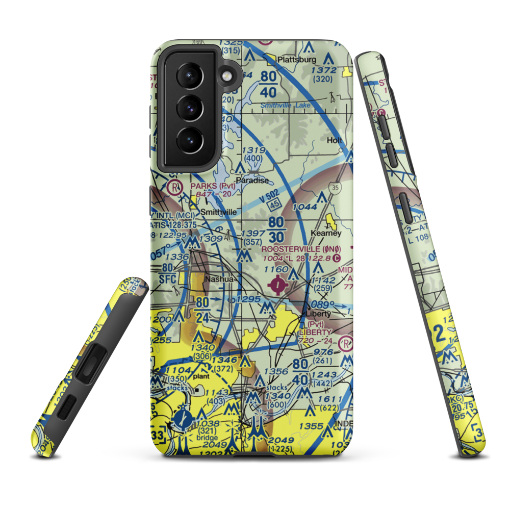 Kitty Hawk Estates Airport (3MO6) VFR Sectional Samsung Phone Case Samsung Galaxy S21 FE model shown
