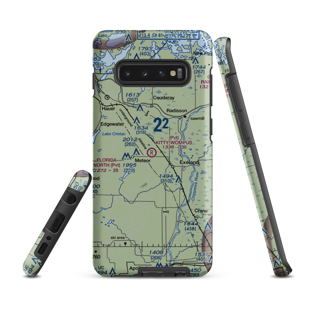 Kitty-Wompus Airport (26WI) VFR Sectional Samsung Phone Case Samsung Galaxy S10 Plus model shown