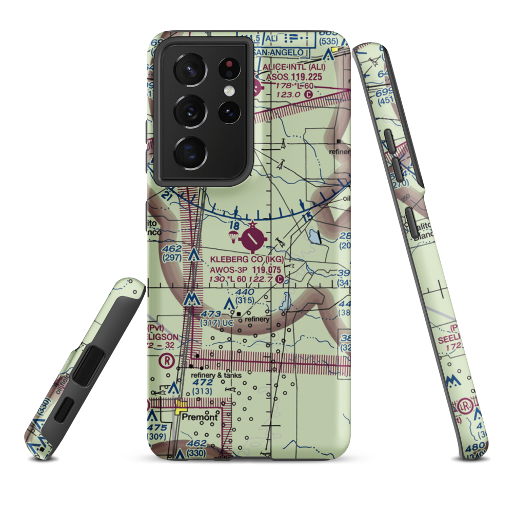 Kleberg County Airport (IKG) VFR Sectional Samsung Phone Case Samsung Galaxy S21 Ultra model shown