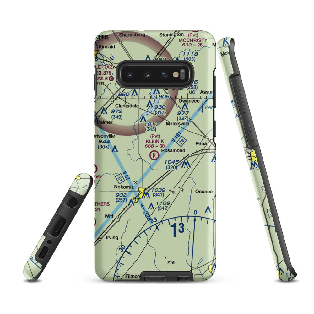 Kleinik RLA Airport (6IL7) VFR Sectional Samsung Phone Case Samsung Galaxy S10e model shown
