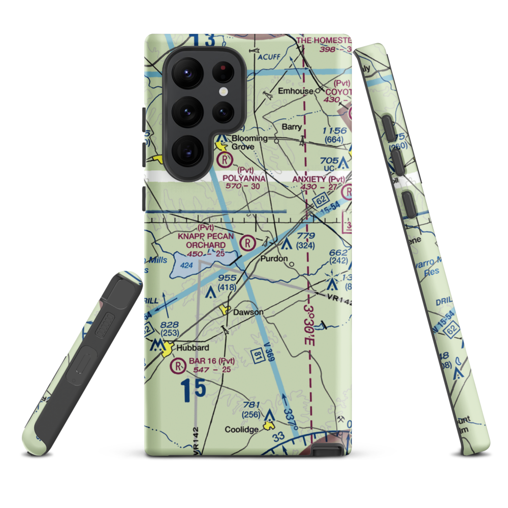 Knapp Pecan Orchard Airpark (5TS3) VFR Sectional Samsung Phone Case Samsung Galaxy S22 Ultra model shown
