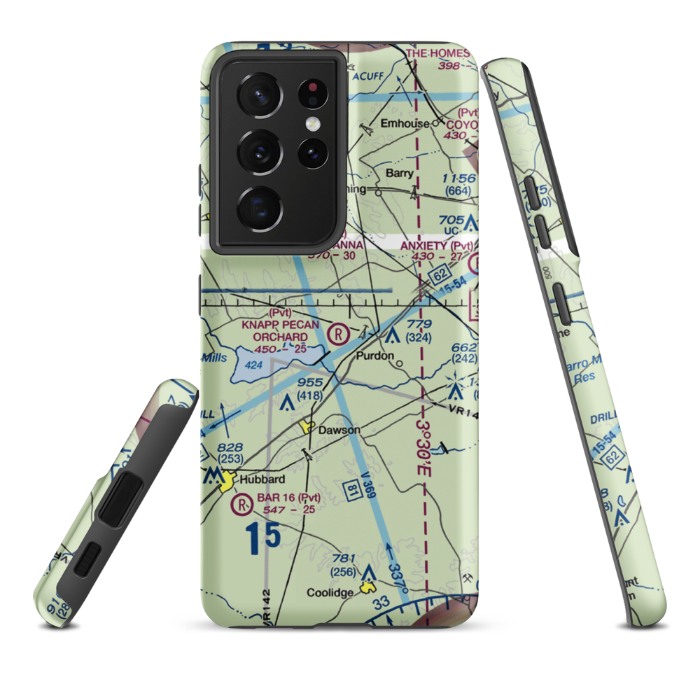 Knapp Pecan Orchard Airpark (5TS3) VFR Sectional Samsung Phone Case Samsung Galaxy S21 Ultra model shown