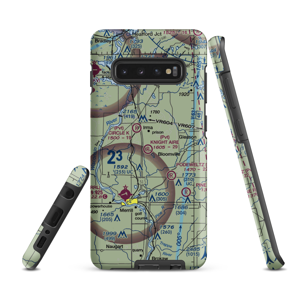Knight Aire Airport (92WI) VFR Sectional Samsung Phone Case Samsung Galaxy S10 Plus model shown