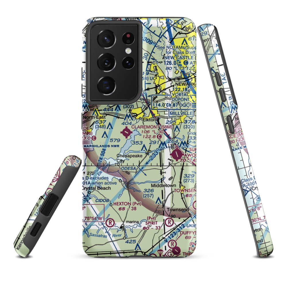 Knollwood Farm Airport (93MD) VFR Sectional Samsung Phone Case Samsung Galaxy S21 Plus model shown
