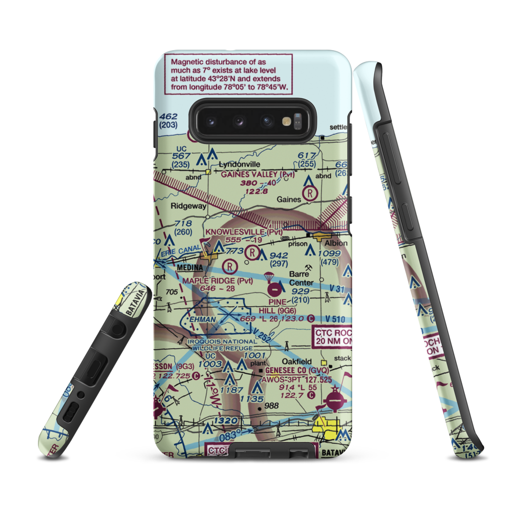 Knowlesville Airport (NY01) VFR Sectional Samsung Phone Case Samsung Galaxy S10 Plus model shown