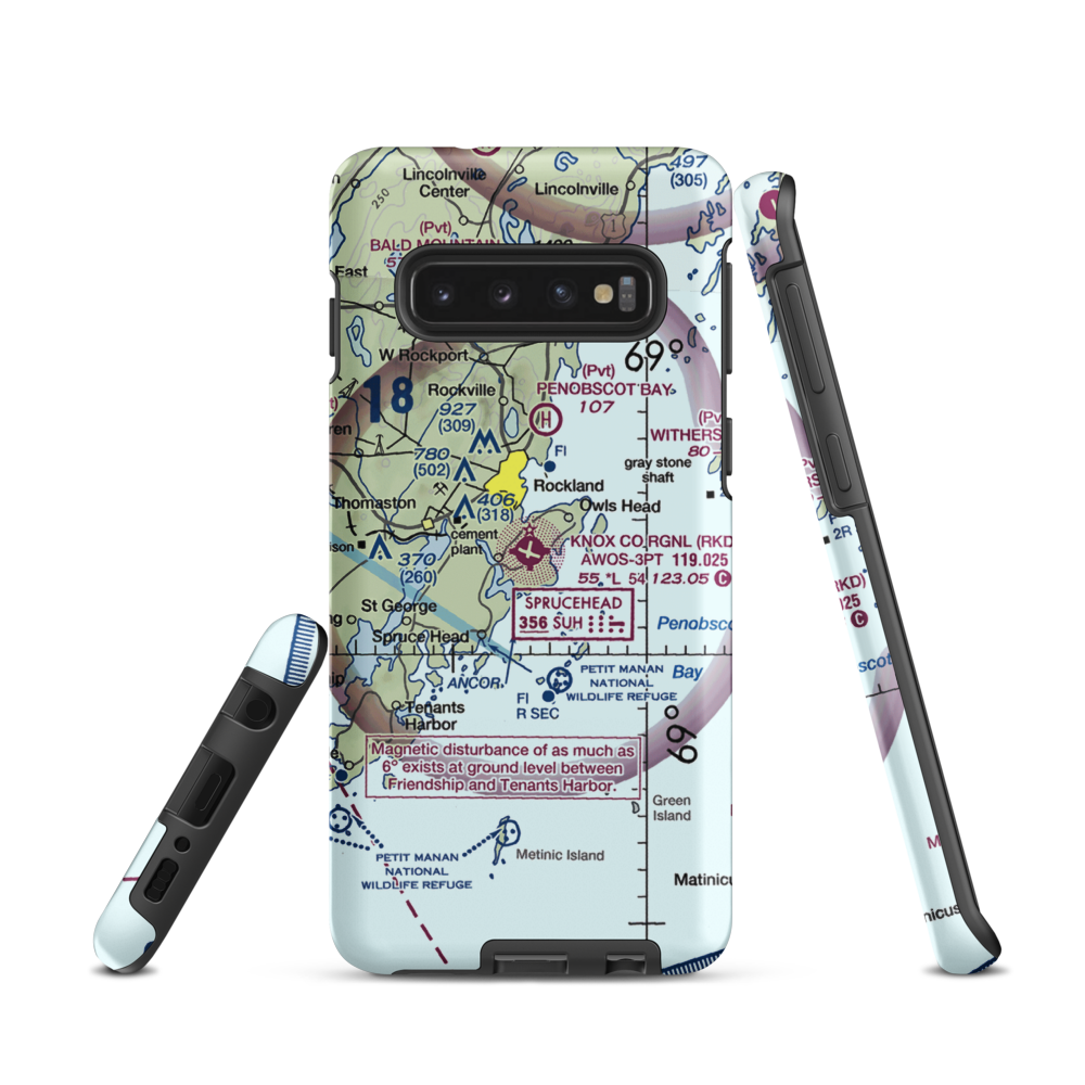 Knox County Regional Airport (RKD) VFR Sectional Samsung Phone Case Samsung Galaxy S10 model shown