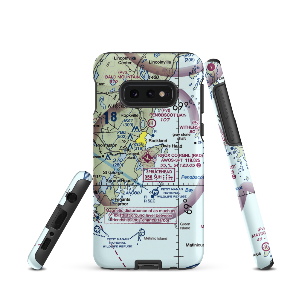 Knox County Regional Airport (RKD) VFR Sectional Samsung Phone Case Samsung Galaxy S10 Plus model shown
