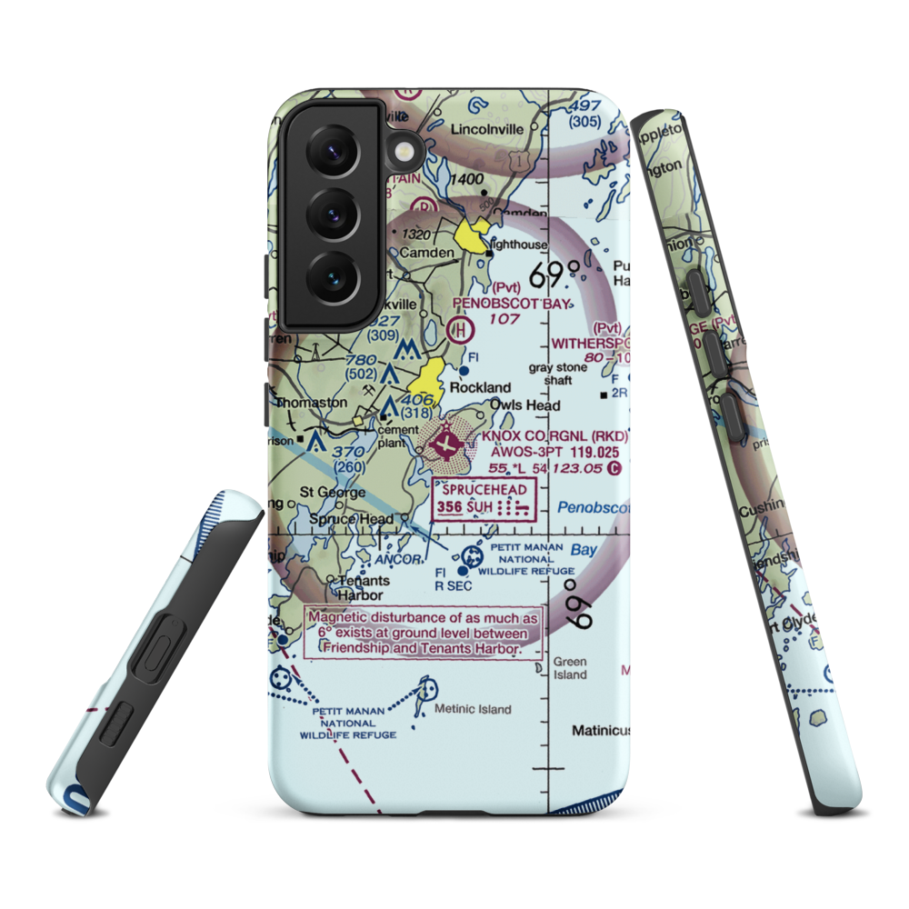 Knox County Regional Airport (RKD) VFR Sectional Samsung Phone Case Samsung Galaxy S22 Plus model shown
