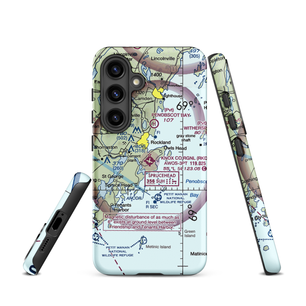 Knox County Regional Airport (RKD) VFR Sectional Samsung Phone Case Samsung Galaxy S24 model shown