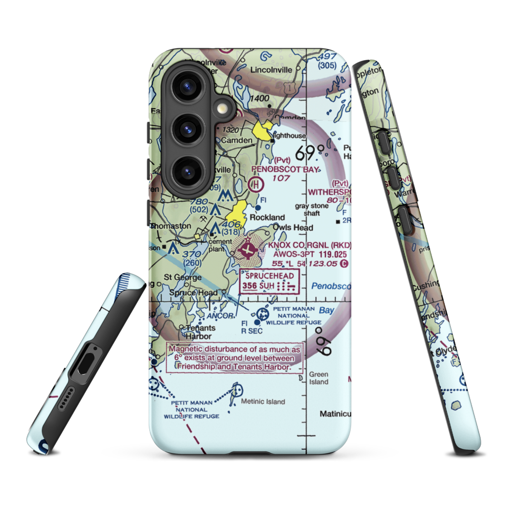 Knox County Regional Airport (RKD) VFR Sectional Samsung Phone Case Samsung Galaxy S24 Plus model shown