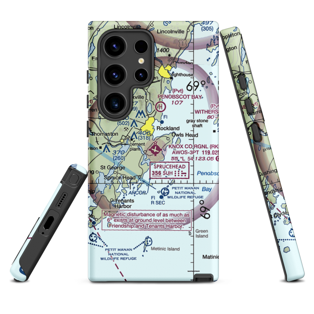 Knox County Regional Airport (RKD) VFR Sectional Samsung Phone Case Samsung Galaxy S24 Ultra model shown