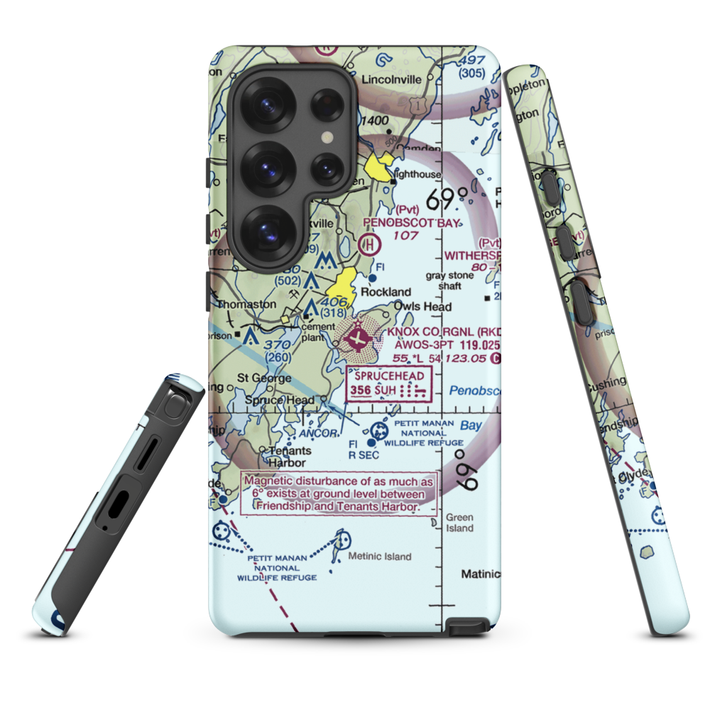 Knox County Regional Airport (RKD) VFR Sectional Samsung Phone Case Samsung Galaxy S25 Ultra model shown