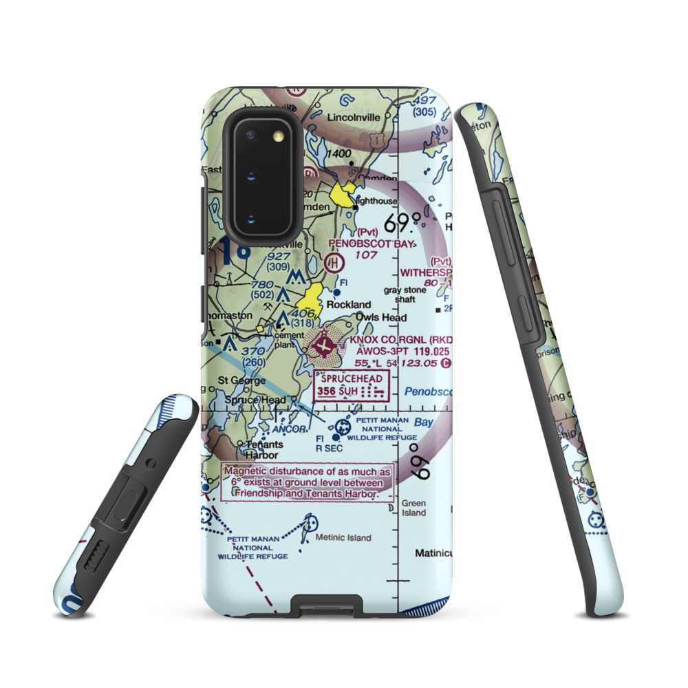 Knox County Regional Airport (RKD) VFR Sectional Samsung Phone Case Samsung Galaxy S20 model shown