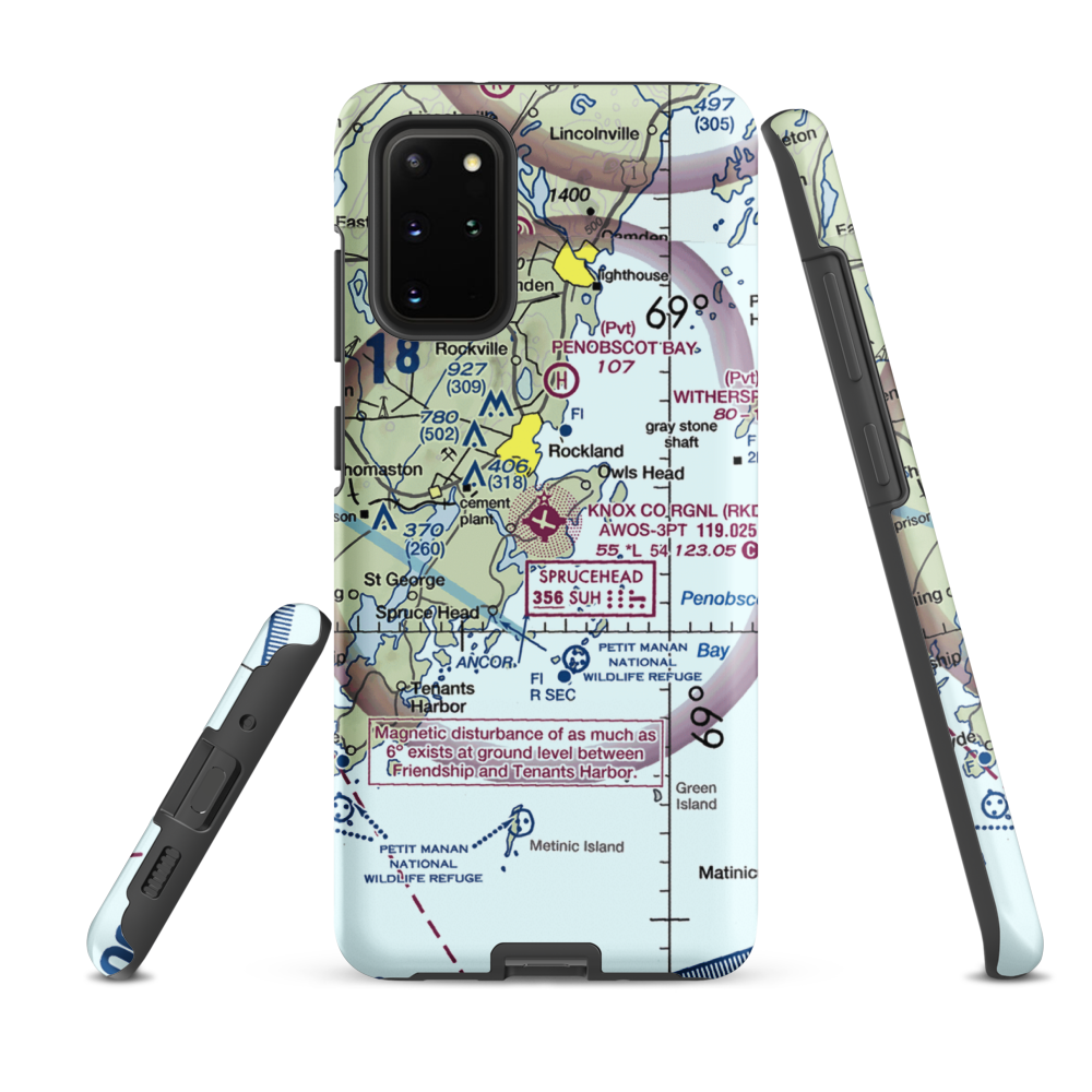 Knox County Regional Airport (RKD) VFR Sectional Samsung Phone Case Samsung Galaxy S20 Plus model shown