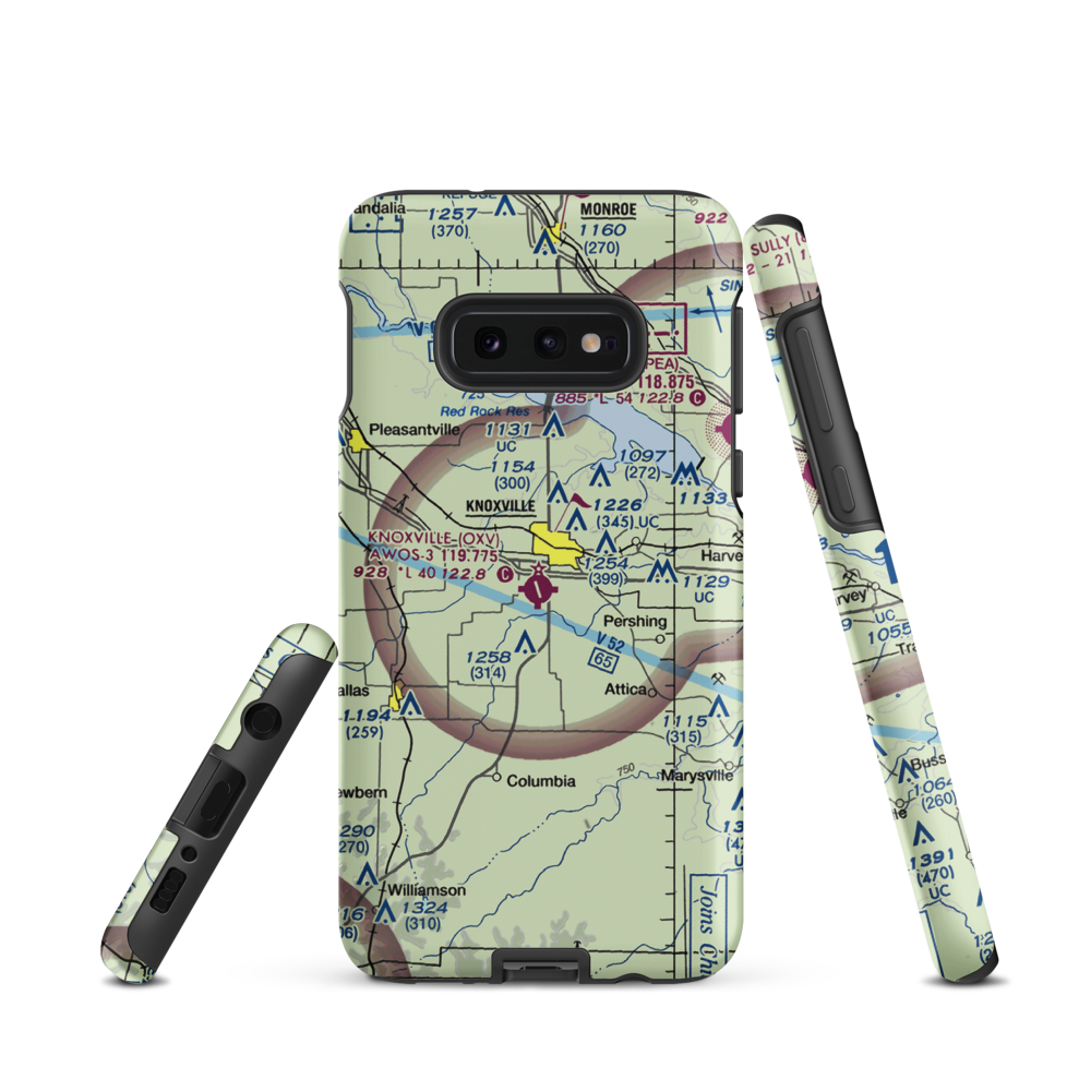 Knoxville Municipal Airport (OXV) VFR Sectional Samsung Phone Case Samsung Galaxy S10e model shown