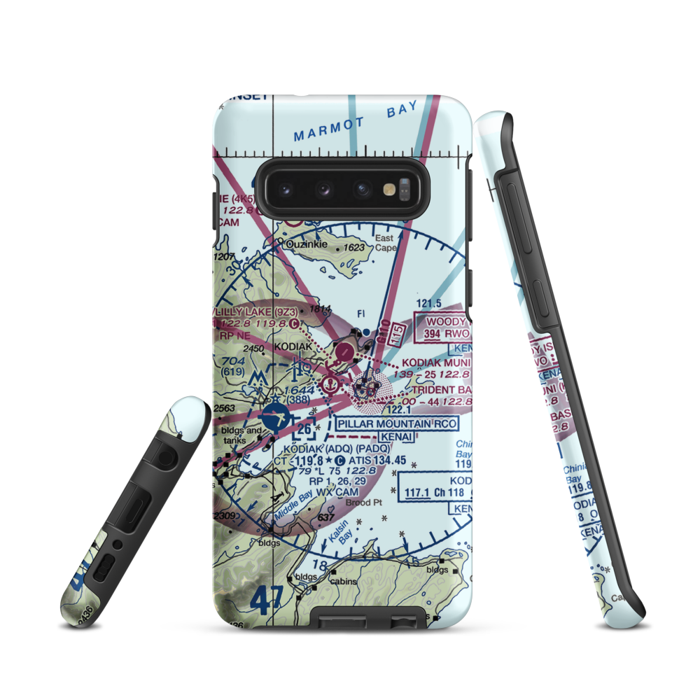 Kodiak Municipal Airport (KDK) VFR Sectional Samsung Phone Case Samsung Galaxy S10 model shown