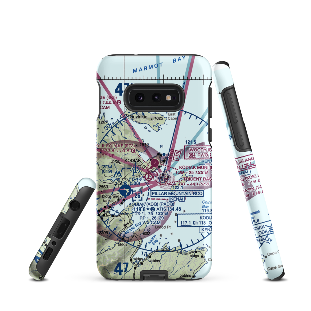 Kodiak Municipal Airport (KDK) VFR Sectional Samsung Phone Case Samsung Galaxy S10e model shown