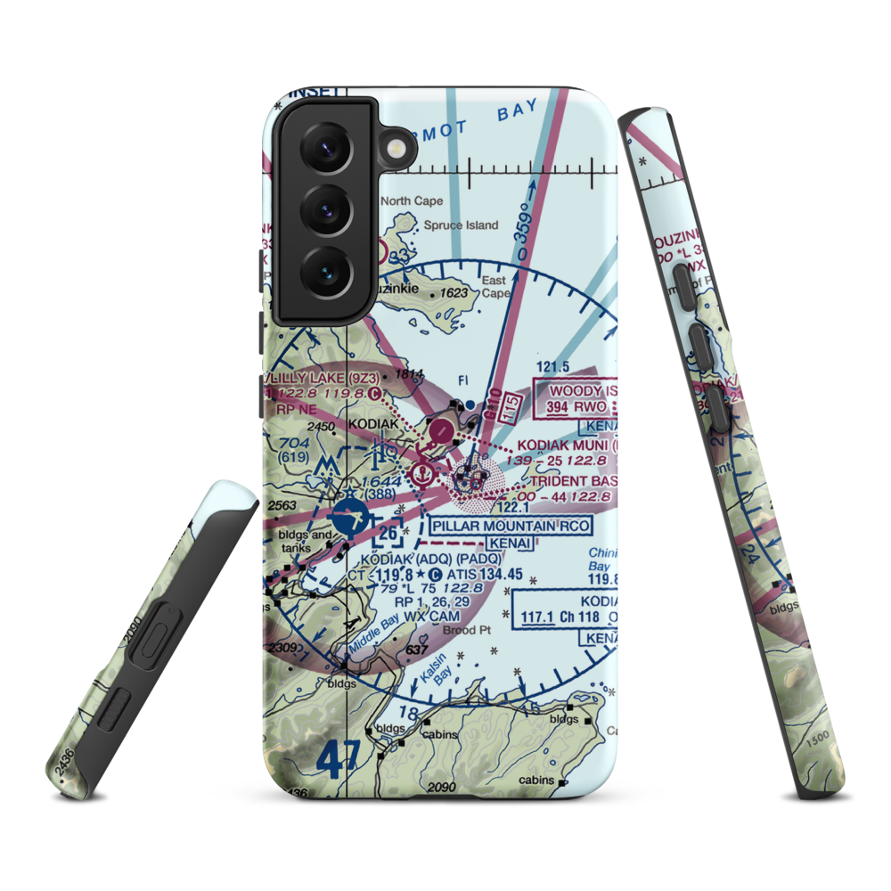 Kodiak Municipal Airport (KDK) VFR Sectional Samsung Phone Case Samsung Galaxy S22 Plus model shown