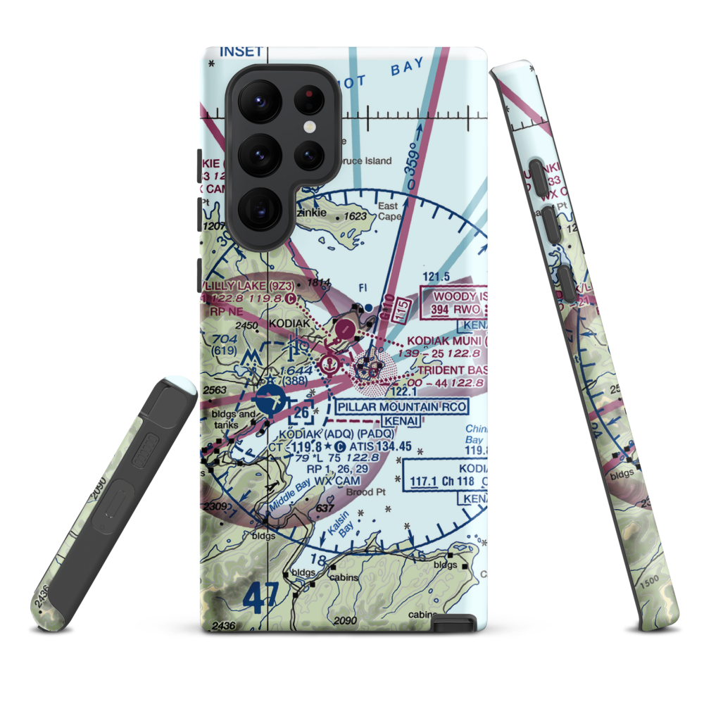 Kodiak Municipal Airport (KDK) VFR Sectional Samsung Phone Case Samsung Galaxy S22 Ultra model shown