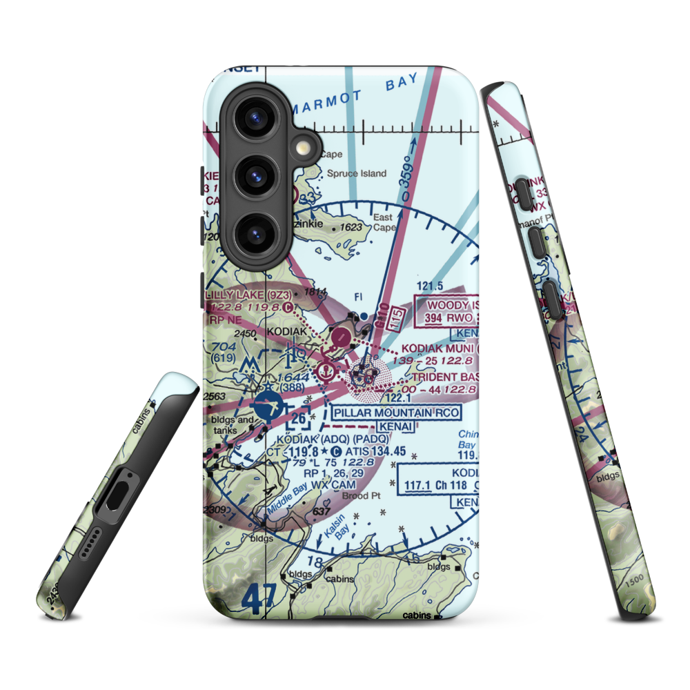 Kodiak Municipal Airport (KDK) VFR Sectional Samsung Phone Case Samsung Galaxy S24 Plus model shown