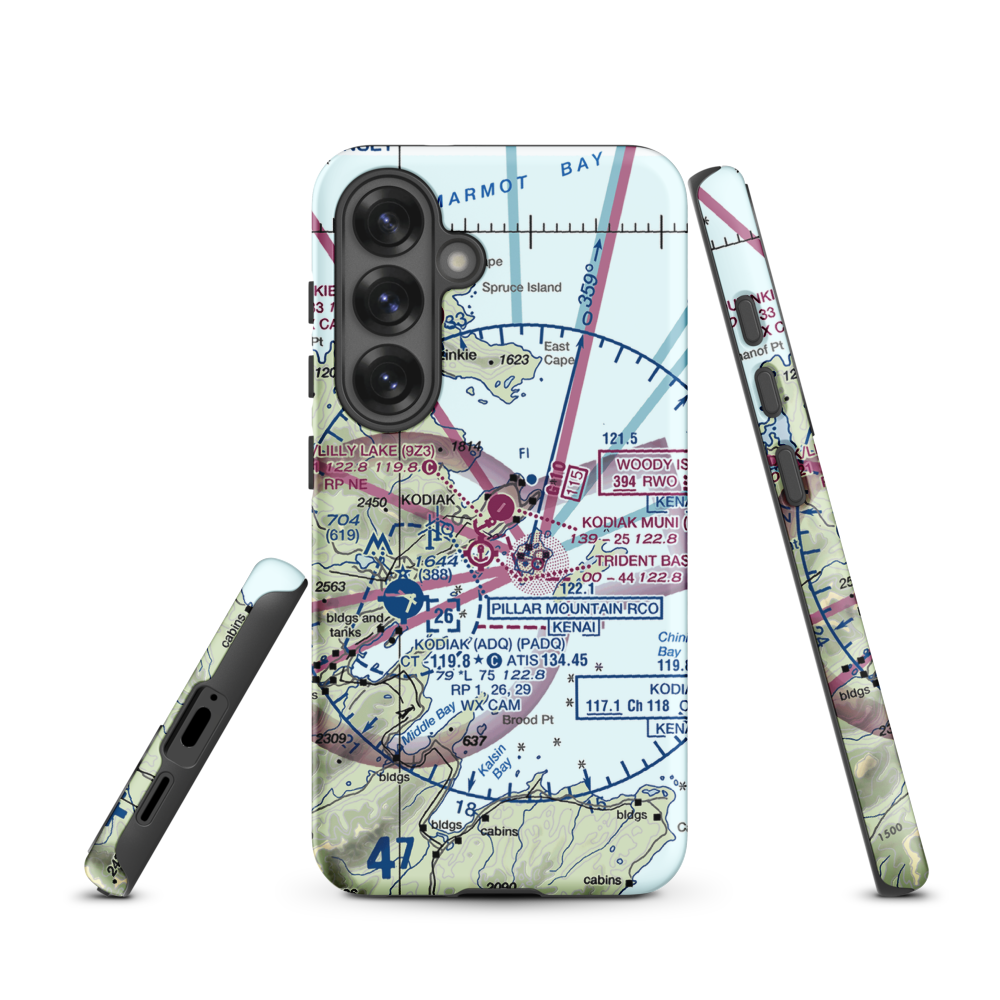 Kodiak Municipal Airport (KDK) VFR Sectional Samsung Phone Case Samsung Galaxy S25 model shown