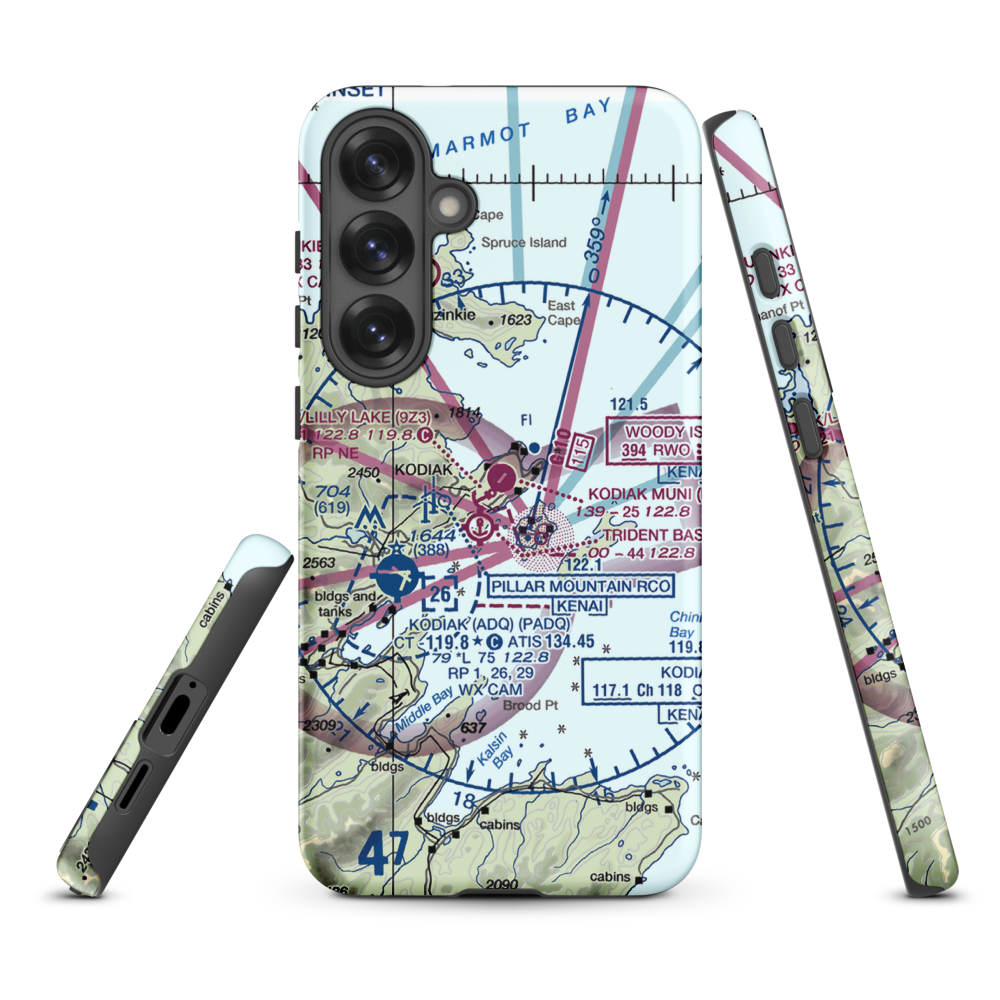 Kodiak Municipal Airport (KDK) VFR Sectional Samsung Phone Case Samsung Galaxy S25 Plus model shown
