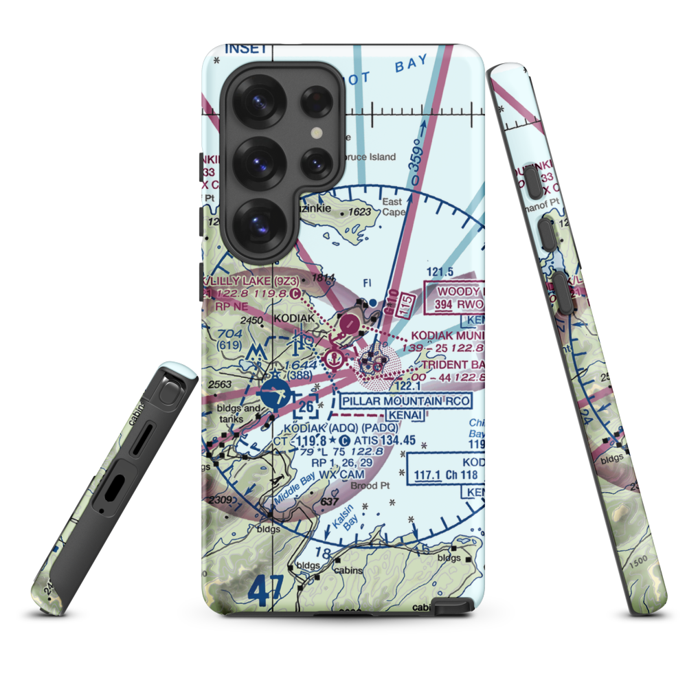 Kodiak Municipal Airport (KDK) VFR Sectional Samsung Phone Case Samsung Galaxy S25 Ultra model shown