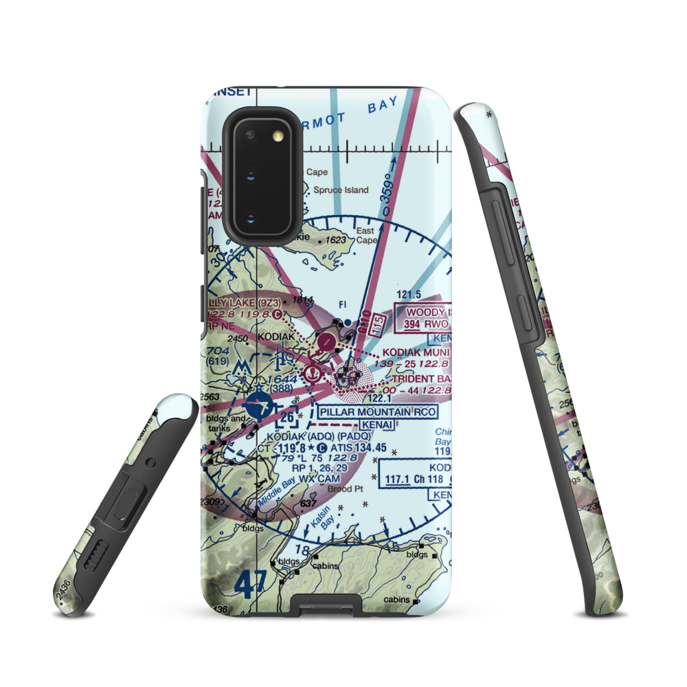 Kodiak Municipal Airport (KDK) VFR Sectional Samsung Phone Case Samsung Galaxy S20 model shown