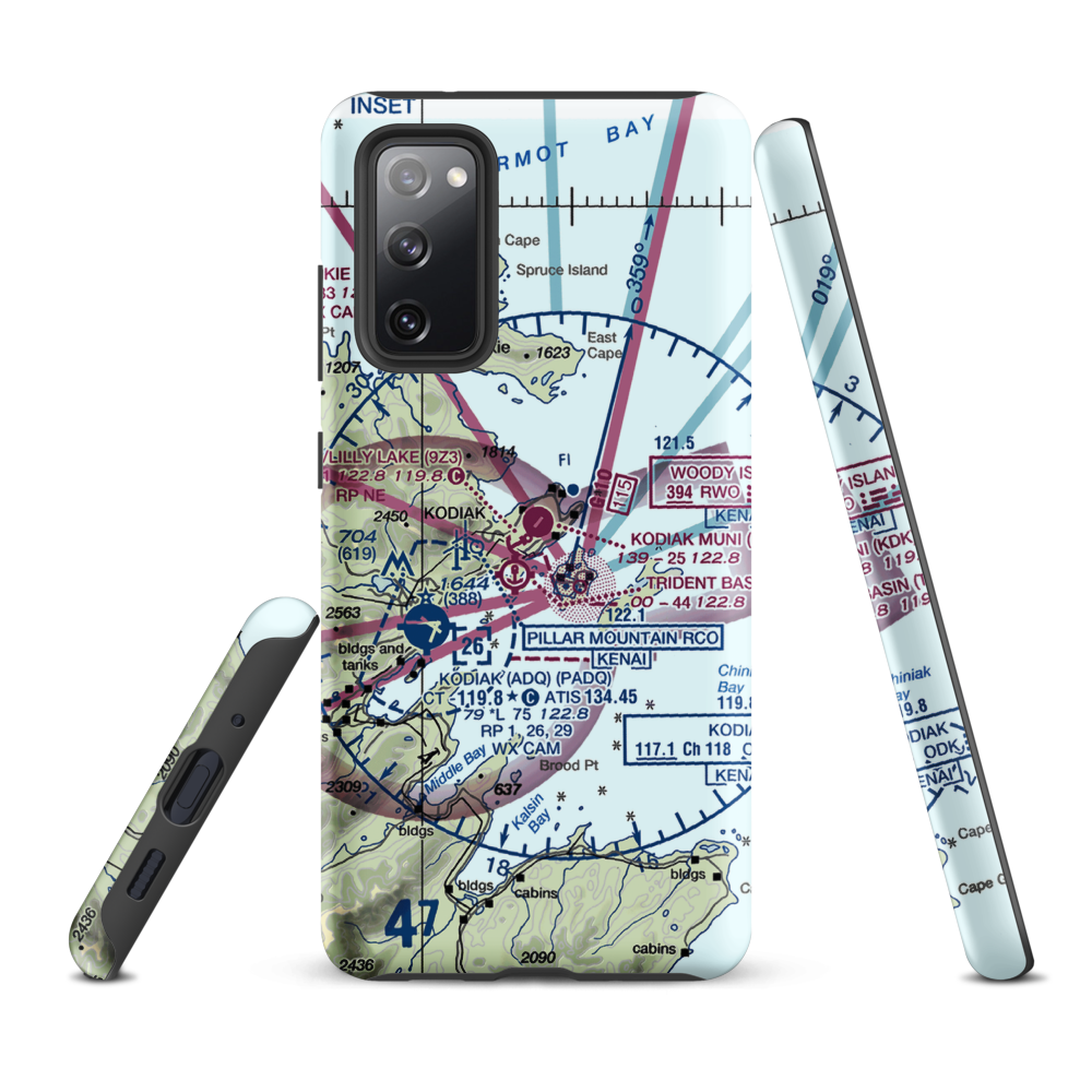 Kodiak Municipal Airport (KDK) VFR Sectional Samsung Phone Case Samsung Galaxy S20 FE model shown