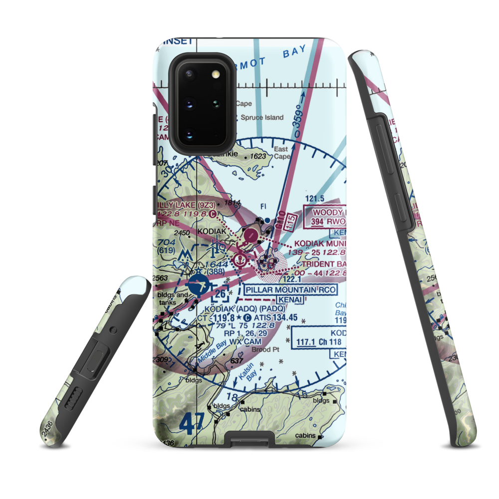 Kodiak Municipal Airport (KDK) VFR Sectional Samsung Phone Case Samsung Galaxy S20 Plus model shown