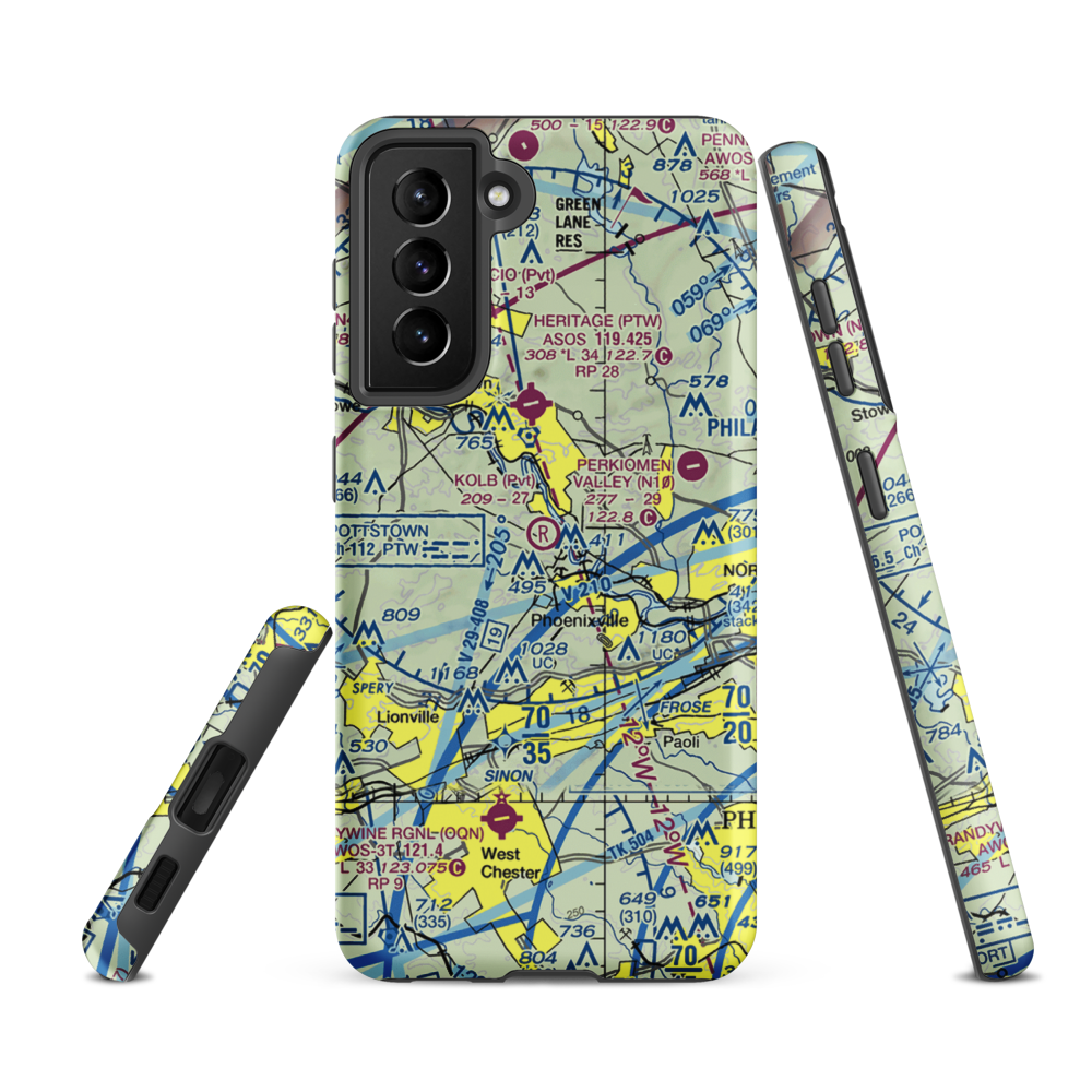 Kolb Airport (43PA) VFR Sectional Samsung Phone Case Samsung Galaxy S21 FE model shown