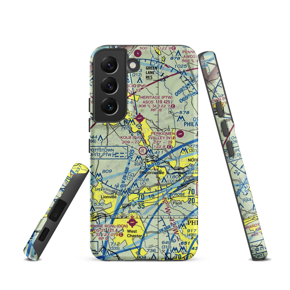 Kolb Airport (43PA) VFR Sectional Samsung Phone Case Samsung Galaxy S22 model shown