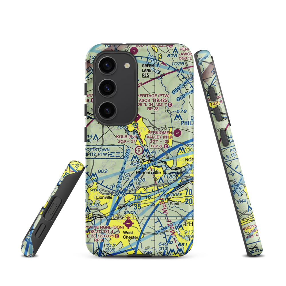 Kolb Airport (43PA) VFR Sectional Samsung Phone Case Samsung Galaxy S23 model shown