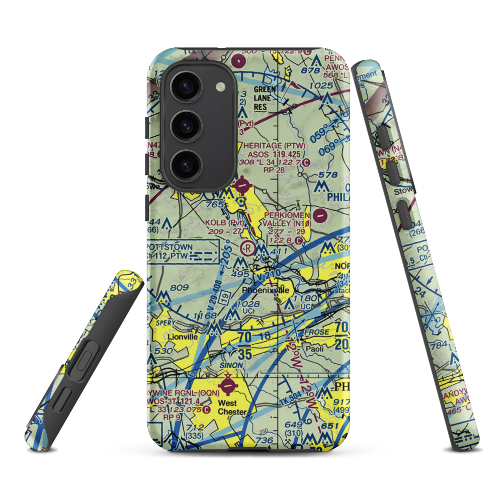 Kolb Airport (43PA) VFR Sectional Samsung Phone Case Samsung Galaxy S23 Plus model shown