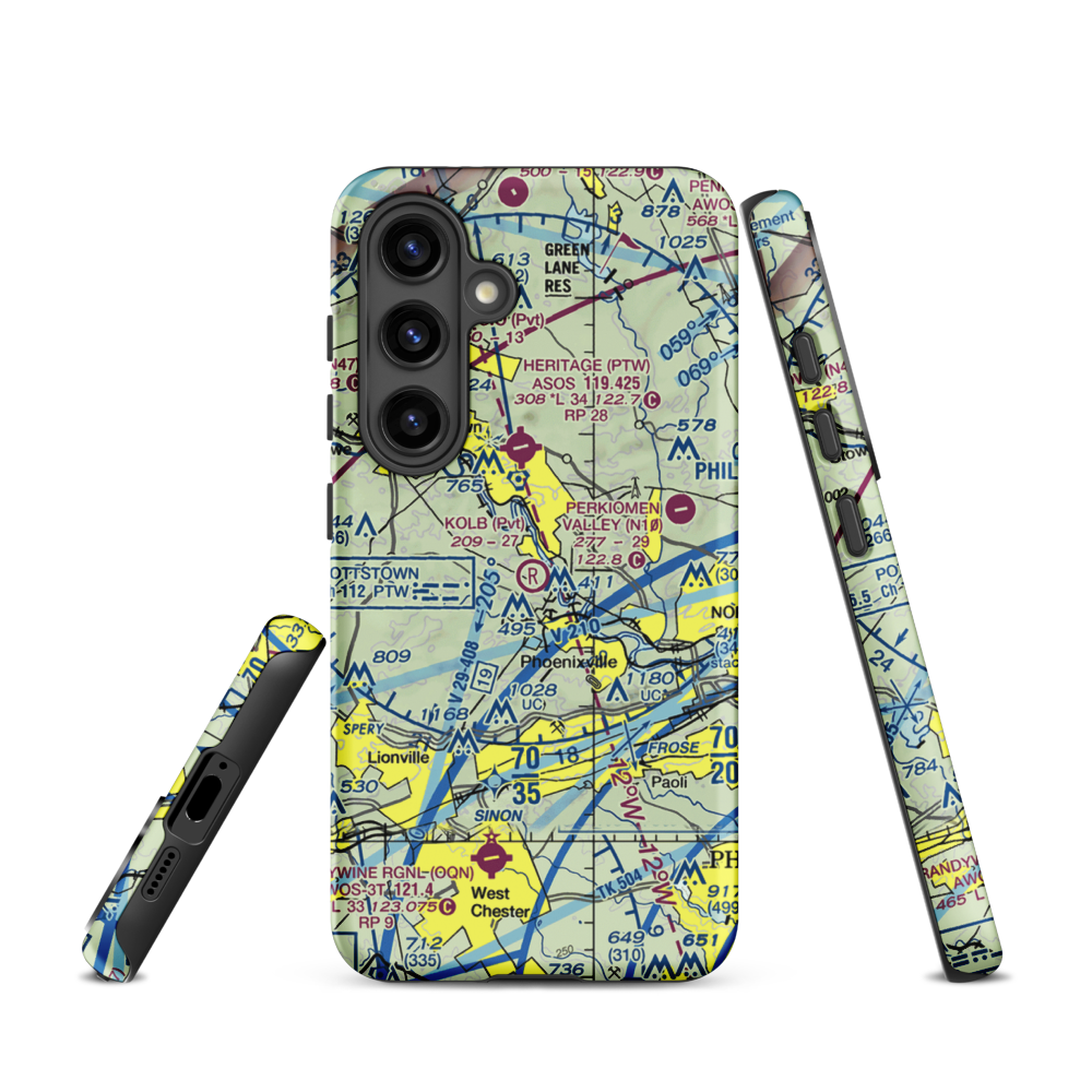 Kolb Airport (43PA) VFR Sectional Samsung Phone Case Samsung Galaxy S24 model shown