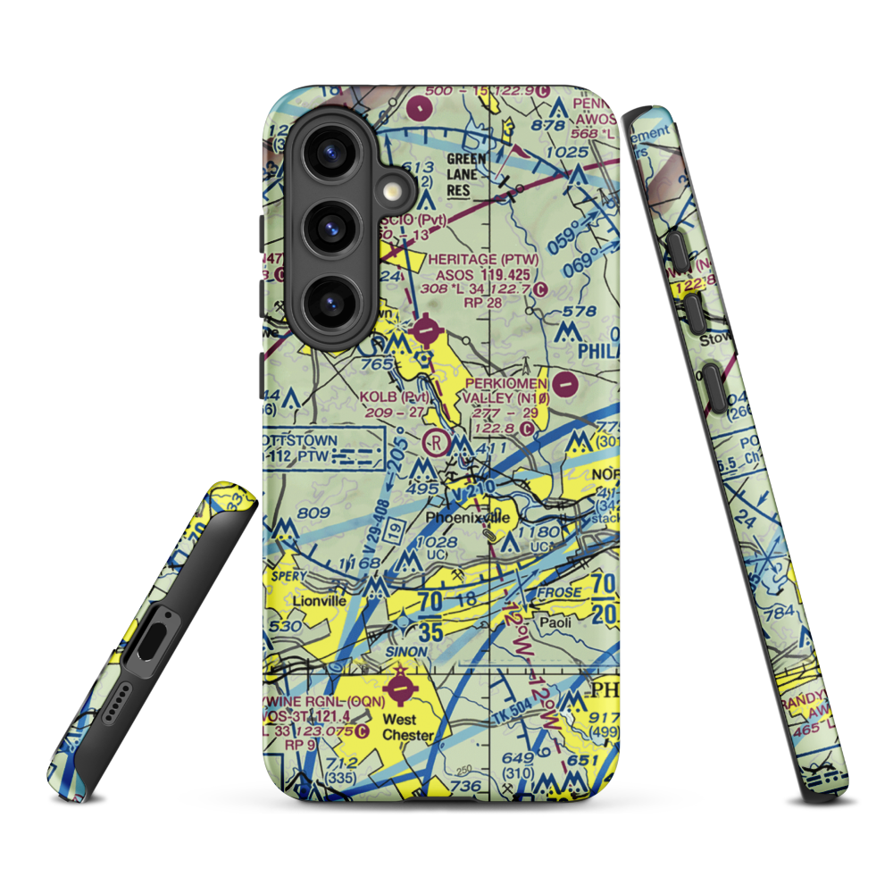 Kolb Airport (43PA) VFR Sectional Samsung Phone Case Samsung Galaxy S24 Plus model shown