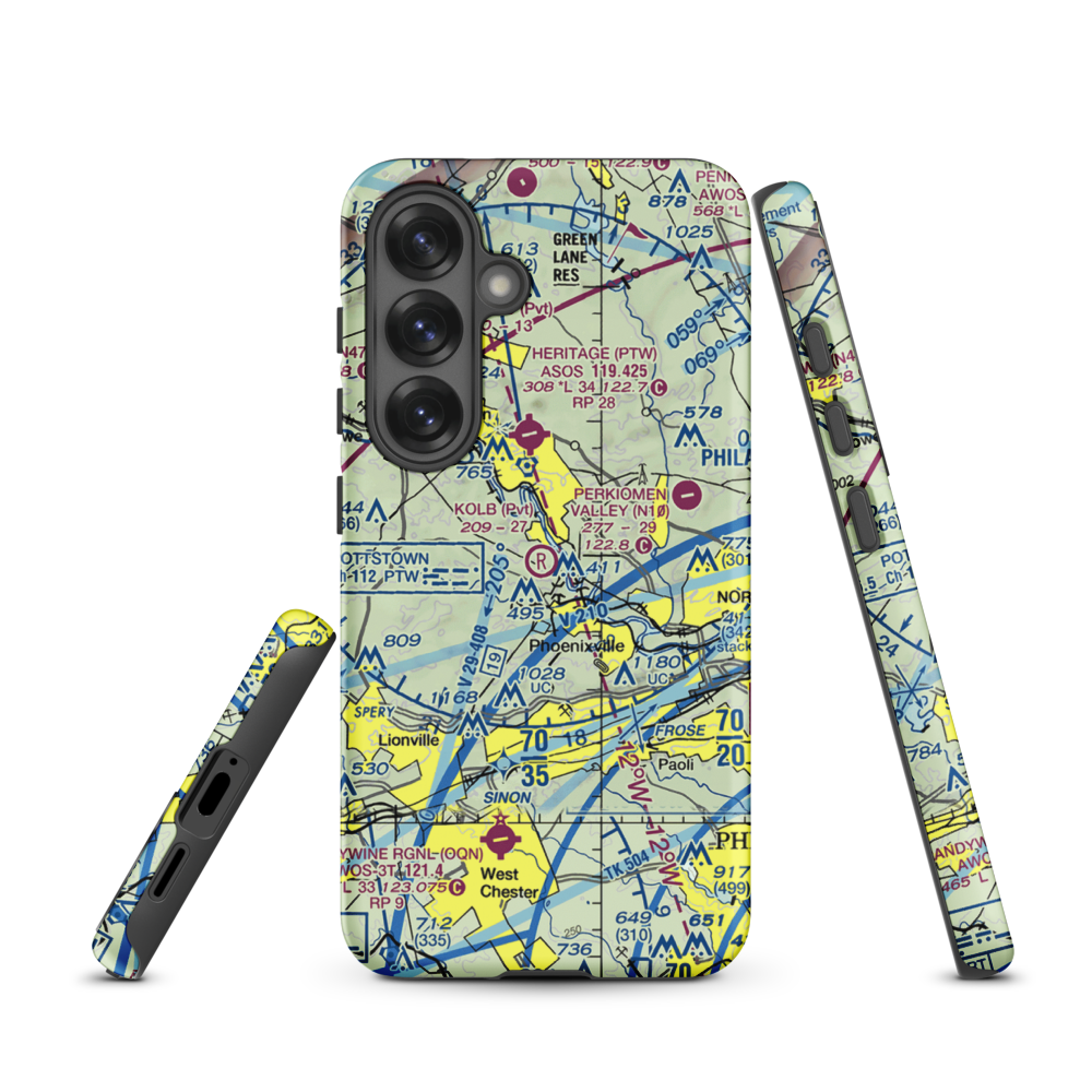 Kolb Airport (43PA) VFR Sectional Samsung Phone Case Samsung Galaxy S25 model shown