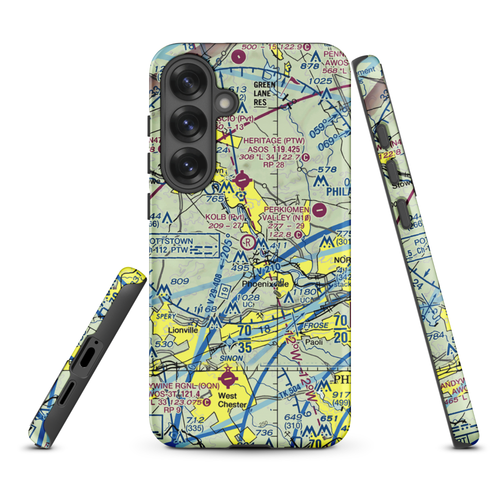 Kolb Airport (43PA) VFR Sectional Samsung Phone Case Samsung Galaxy S25 Plus model shown