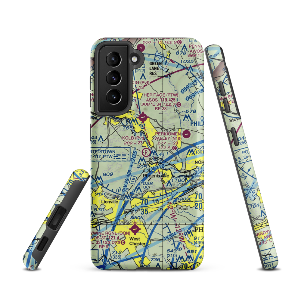 Kolb Airport (43PA) VFR Sectional Samsung Phone Case Samsung Galaxy S21 model shown