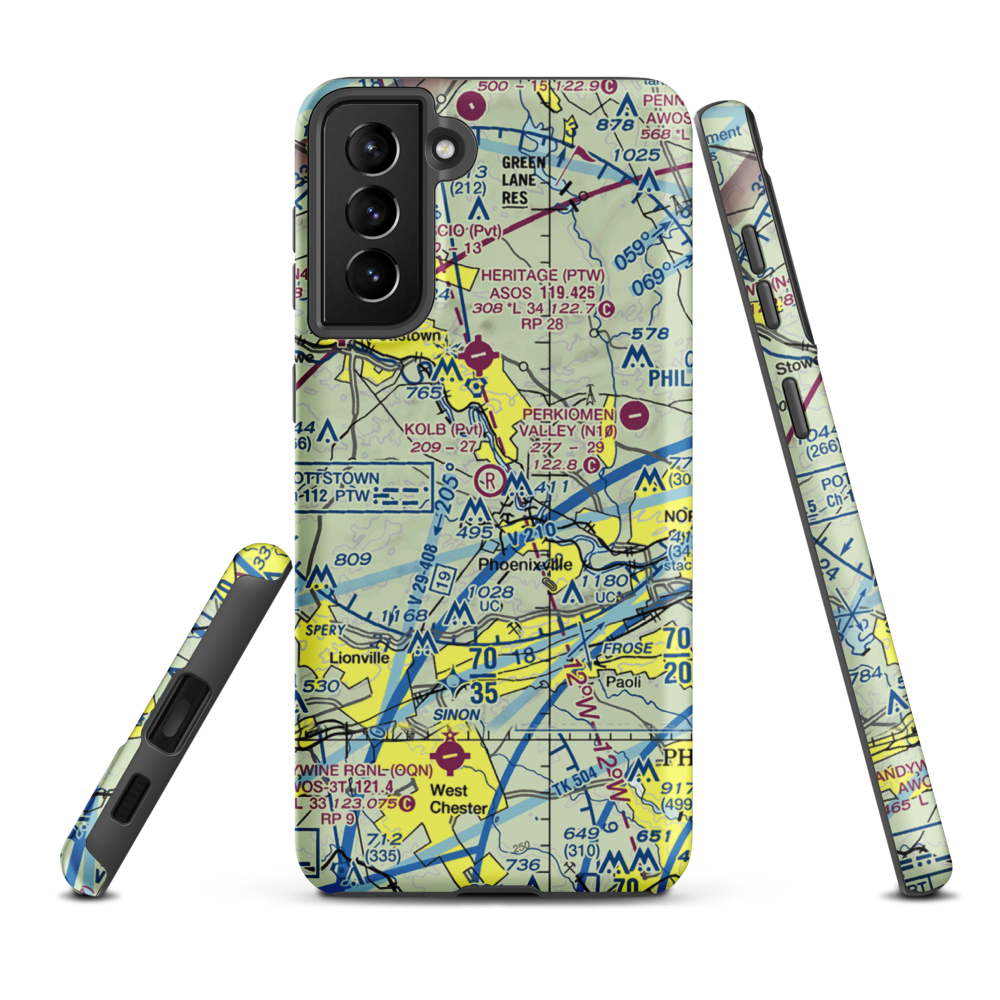Kolb Airport (43PA) VFR Sectional Samsung Phone Case Samsung Galaxy S21 FE model shown