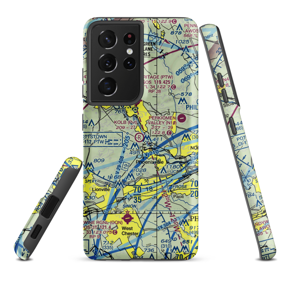 Kolb Airport (43PA) VFR Sectional Samsung Phone Case Samsung Galaxy S21 Plus model shown