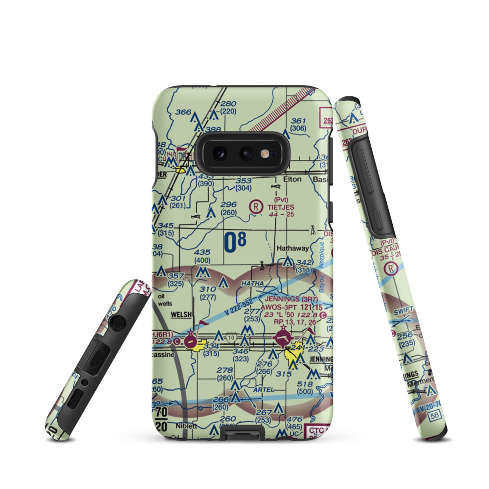 Koll Airport (8LA9) VFR Sectional Samsung Phone Case Samsung Galaxy S10e model shown
