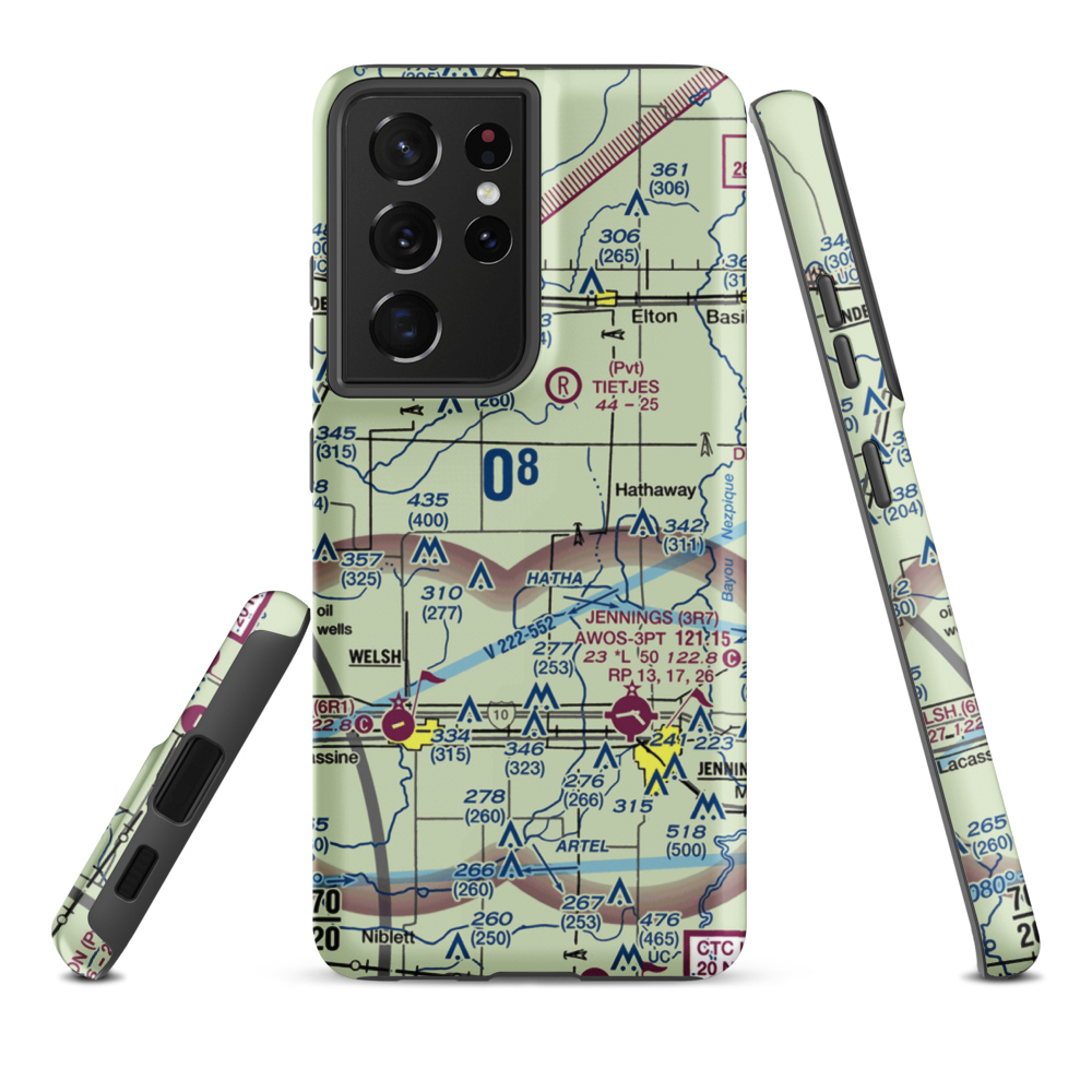 Koll Airport (8LA9) VFR Sectional Samsung Phone Case Samsung Galaxy S21 Plus model shown