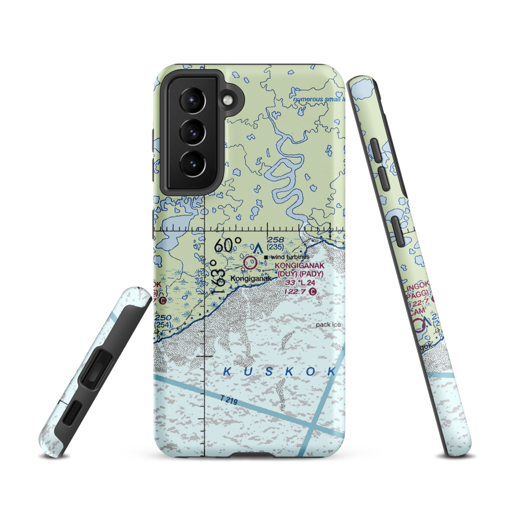 Kongiganak Airport (DUY) VFR Sectional Samsung Phone Case Samsung Galaxy S21 model shown