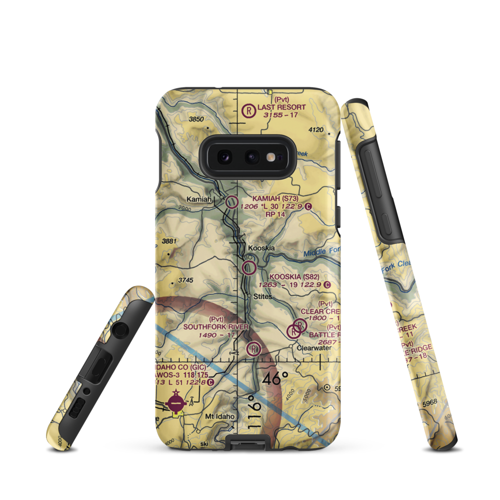 Kooskia Municipal Airport (S82) VFR Sectional Samsung Phone Case Samsung Galaxy S10e model shown