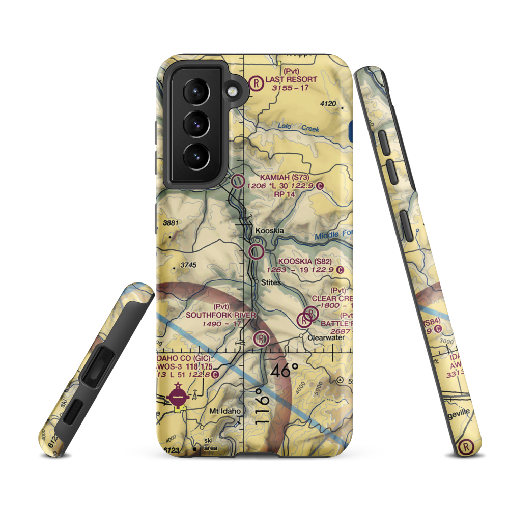 Kooskia Municipal Airport (S82) VFR Sectional Samsung Phone Case Samsung Galaxy S21 FE model shown