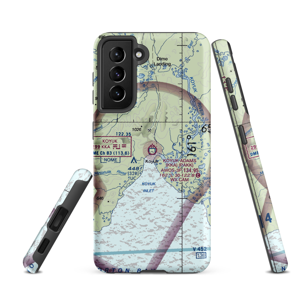 Koyuk Alfred Adams Airport (KKA) VFR Sectional Samsung Phone Case Samsung Galaxy S21 FE model shown